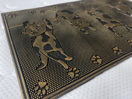 Rohožka gumová s bronzovou patinou 4 kočky 45x75 cm