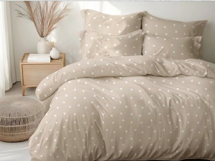 Ložní povlečení bavlněné Stanex Srdíčka latte