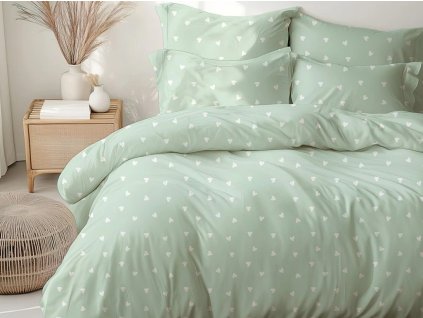 povlečení srdce mintové bavlna