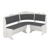 Rohová lavice KOMFORT (Barva antracit, Materiál koženka - bílá)