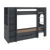 Patrová postel DUET-4, 70 x 190 cm, s regály a zásuvkou (Barva antracit)