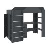 Patrová postel KIDS, 80 x 190 cm, s psacím stolem, regály a šatní skříní (Barva antracit)