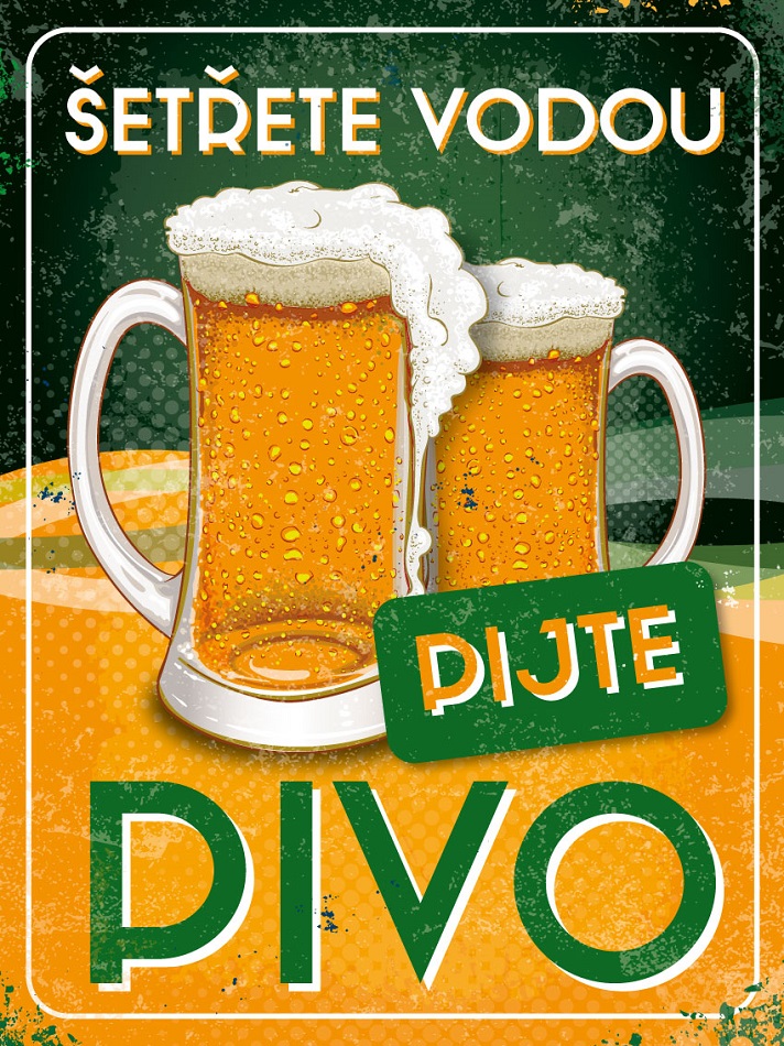 plechová cedule s pivem