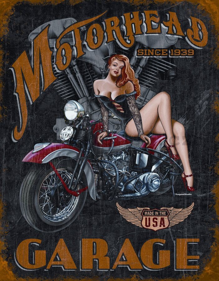 Plechová cedule - Motorhead Garage
