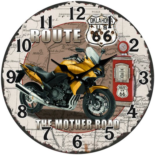 Nástěnné skleněné hodiny - Route 66