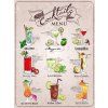 Plechová cedule - Coctail menu