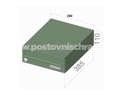 B016 RAL - 260 x 110 x 385 (ležatý model)