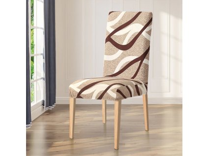 Potahy na židle se vzory / Hnědý potah na židli s vlnkami BLAIR