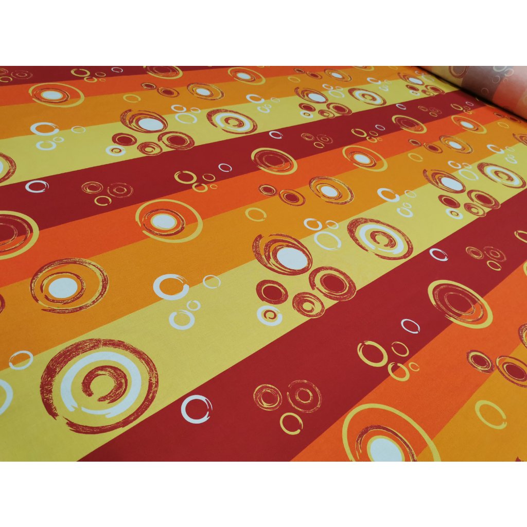 VERA oranžová - dekorační látka potisk bavlna