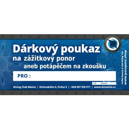 Darkovy poukaz na zazitkovy ponor s venovanim 2021