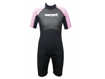 NEOPRENOVÝ OBLEK SHORTY ISIDA,KOMBINACE ČERNÁ-RŮŽOVÁ SOPRAS SUB