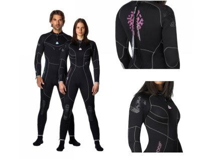 POTÁPĚČSKÝ MOKRÝ OBLEK NEOPREN,KOMBINÉZA W3, 3,5MM WATERPROOF DÁMSKÝ-RŮŽOVÉ DOPLŇY