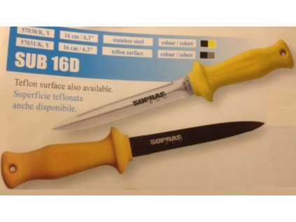 POTÁPĚČSKÝ NEREZOVÝ,NEBO TEFLONOVÝ NŮŽ SUB 16D, 16CM SOPRAS SUB