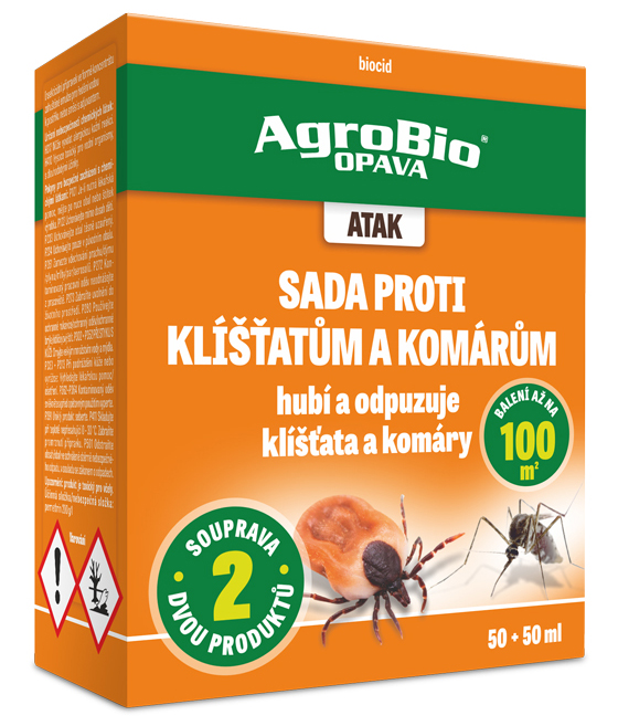 Levně AgroBio OPAVA ATAK - Sada proti klíšťatům a komárům 50+50 ml
