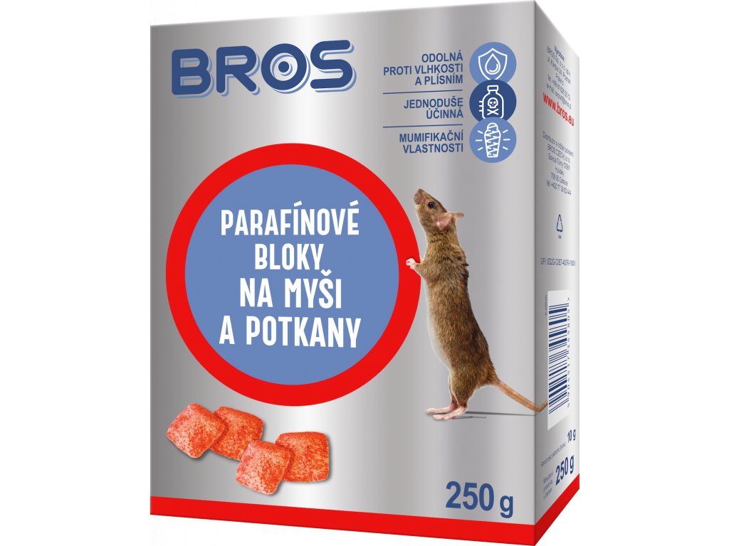 Levně Bros - parafínové bloky na myši a potkany 250 g