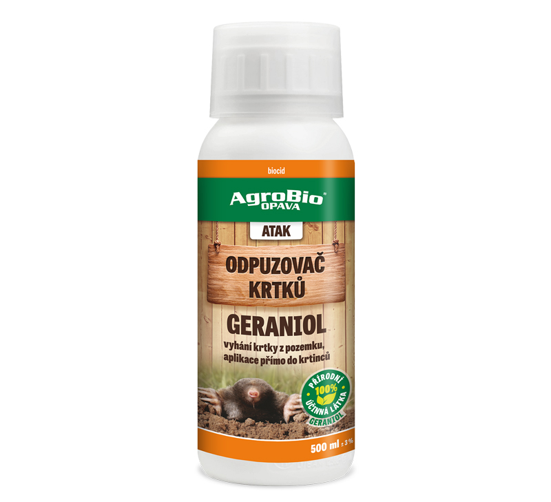 Levně AgroBio OPAVA ATAK Odpuzovač krtků Geraniol 500 ml