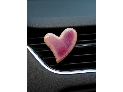 Dekorace do auta - Růžové srdce s efektní glazurou