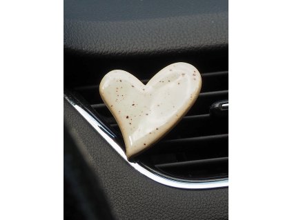 Dekorace do auta - Srdce bílé s puntíky
