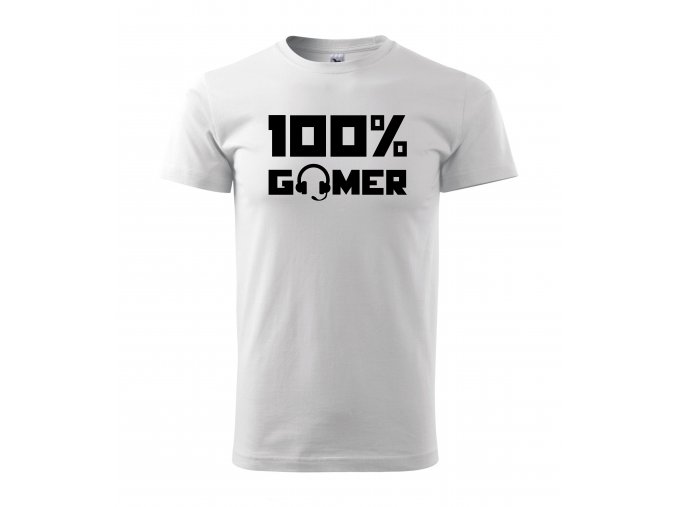 100% Gamer bílé s černým potiskem