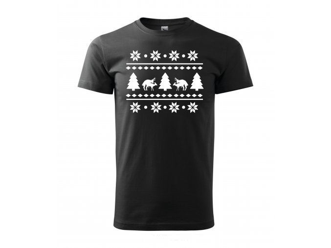 Vánoční tričko s jelenem - černé