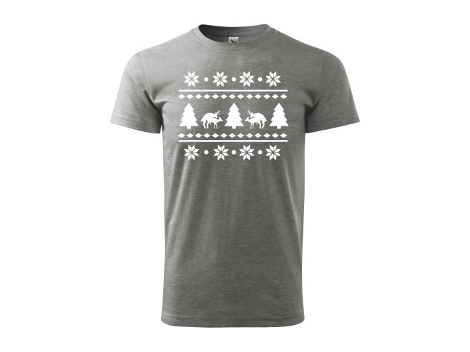 Vánoční tričko s jelenem - šedé