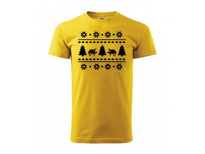 Vánoční tričko s jelenem - žluté