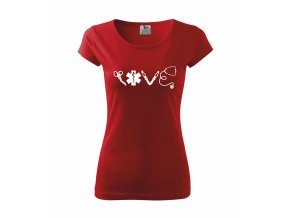 Tričko pro sestřičku LOVE D16 červené/bílý potisk