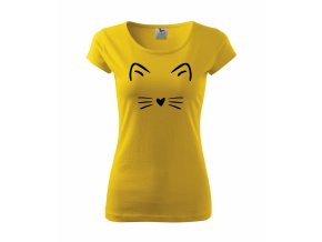 Tričko s kočkou 262 žluté/černý potisk