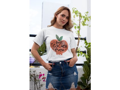 tee mockup of a girl with a coy smile by a balcony 26628 white