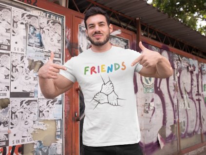 t shirt mockup of a fitness man posing against a wall with posters 28526(4)