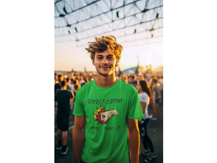 ai generated mockup of a happy man wearing a t shirt in a music festival m35827(3)