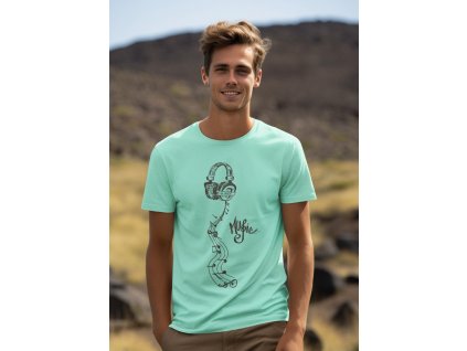 round neck tee mockup of a smiling man standing against some mountains for earth day m38194(1)
