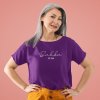 t shirt mockup featuring a senior woman posing at a studio 40321 r el2