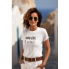ai generated mockup of a woman wearing a round neck tee and sunglasses m39550