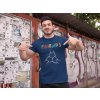 t shirt mockup of a fitness man posing against a wall with posters 28526(2)