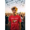 ai generated mockup of a happy man wearing a t shirt in a music festival m35827