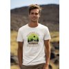 round neck tee mockup of a smiling man standing against some mountains for earth day m38194(3)