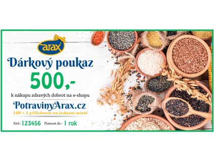 Darkovy poukaz UNI 2020 PotravinyArax.cz 500Kč