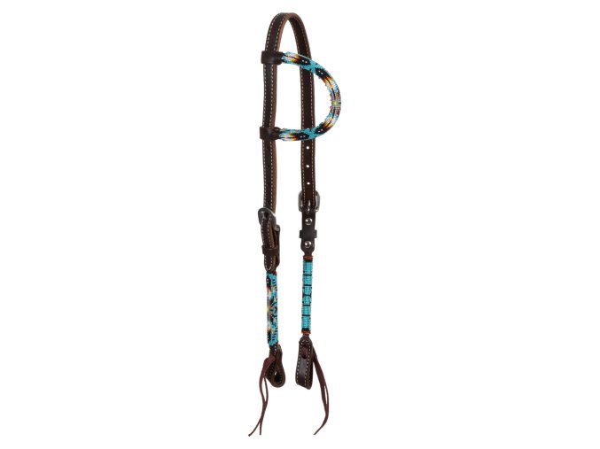 0049874 navajo sky beaded oiled western one ear bridle plh01044