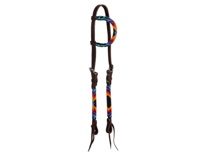 0049873 serape beaded oiled western one ear bridle plh01046
