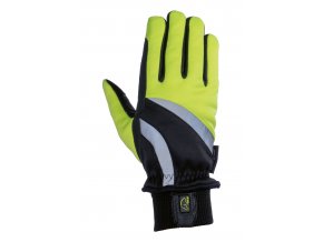 Nepromokavé jezdecké rukavice HKM Reflective (Barva žlutá, Vel. L)
