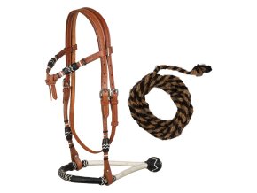 0046287 bicolor bosal set with horsehair mecate reins plh01014