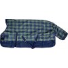 Nepromokavá deka se zvýšeným krkem HKM Columbus Karo fleece (Barva modro - hnědá, délka 115 cm)