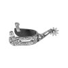 0009591 aluminum engraved spurs with hole black color sr00243b