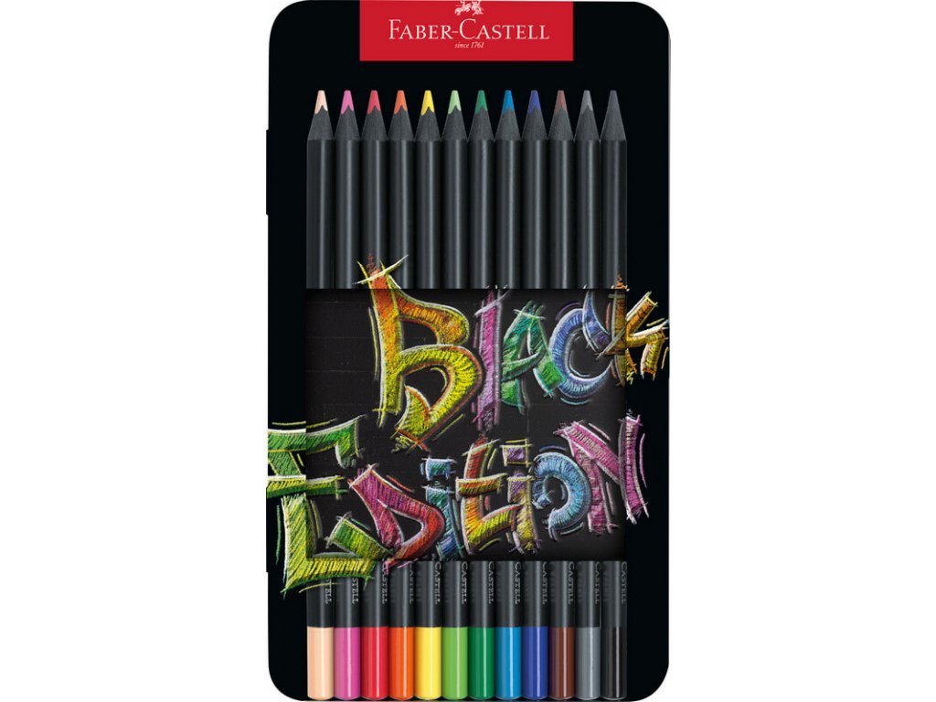 Pastelky F-C trojhranné, Black Edition, 12ks plech - Potřeby pro školy