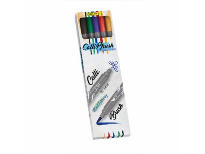 14090 2 kaligraficke oboustranne popisovace calli brush set 5 zakladnich barev