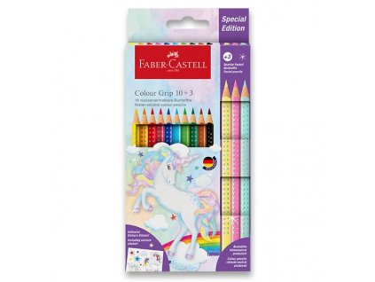 66948 pastelky trojhranne faber castell colour grip unicorn 12 3 barev