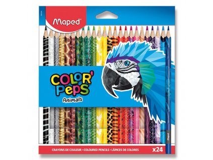 67302 trojhranne pastelky maped color peps animals 24 barev