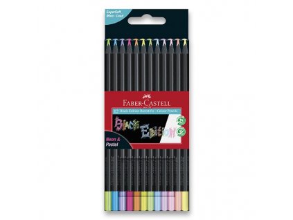 72704 pastelky trojhranne faber castell black edition pastel a neon 12 barev