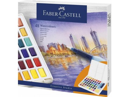 Akvarelové barvy Faber-Castell 48 ks + plnitelný štětec